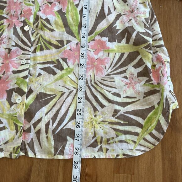 J. Jill Love Linen Shirt Blouse Button Down Size XL P Long Sleeve Floral Print - Picture 14 of 14